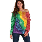 Australia First Nation LGBTQ+ Off Shoulder Sweater Aboriginal Rainbow Flag