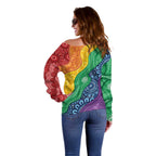 Australia First Nation LGBTQ+ Off Shoulder Sweater Aboriginal Rainbow Flag