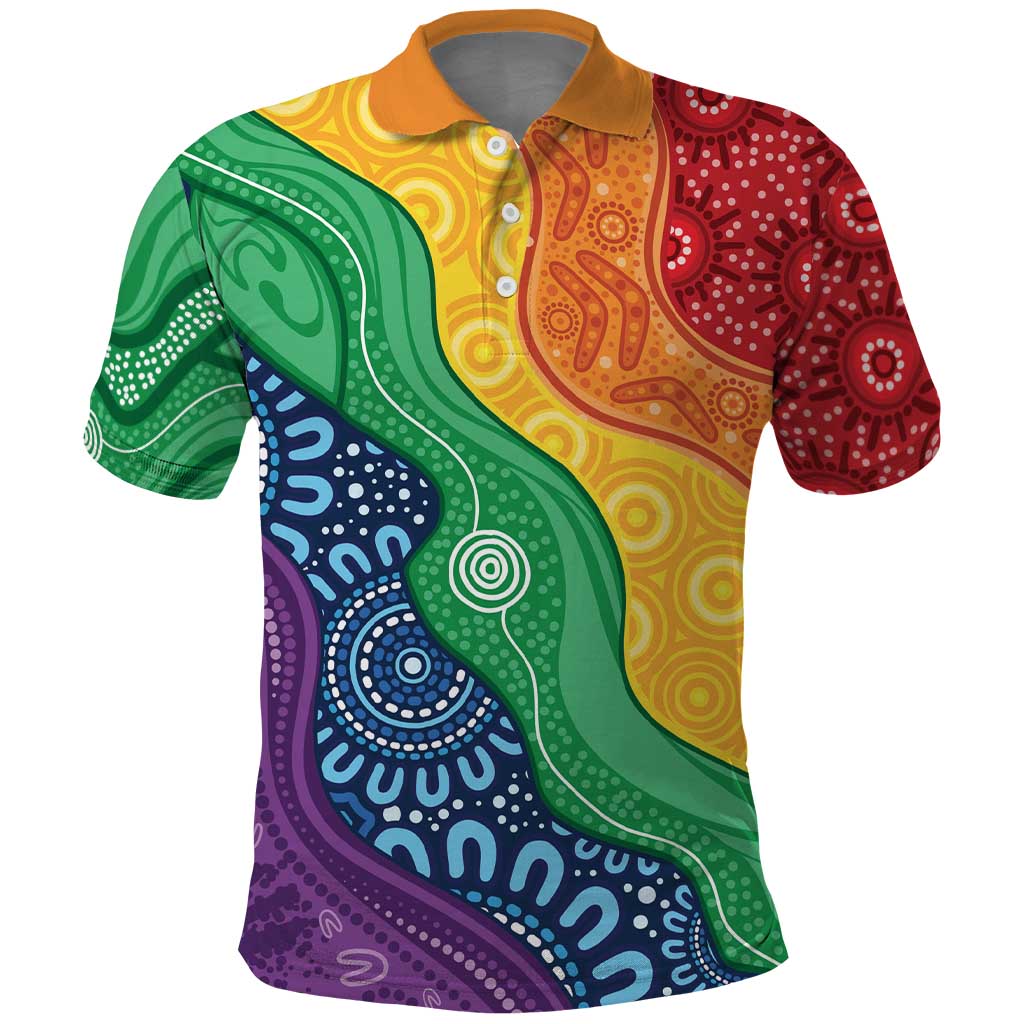 Australia First Nation LGBTQ+ Polo Shirt Aboriginal Rainbow Flag