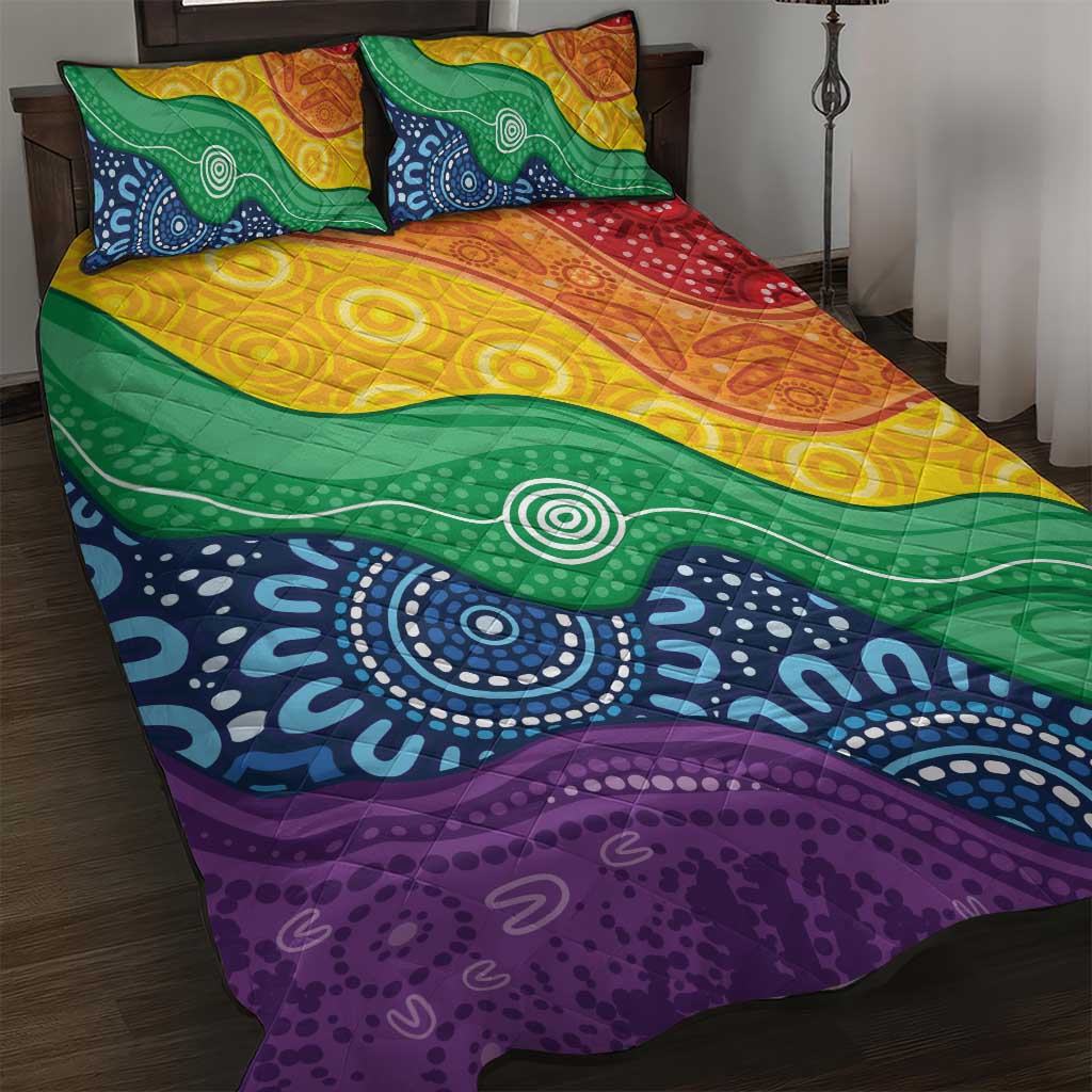 Australia First Nation LGBTQ+ Quilt Bed Set Aboriginal Rainbow Flag