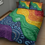 Australia First Nation LGBTQ+ Quilt Bed Set Aboriginal Rainbow Flag