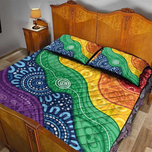 Australia First Nation LGBTQ+ Quilt Bed Set Aboriginal Rainbow Flag