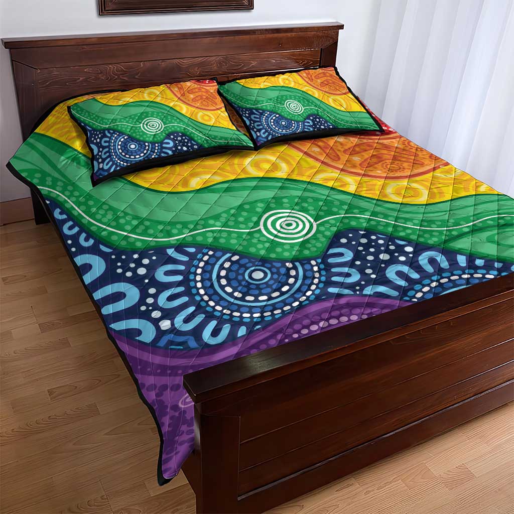 Australia First Nation LGBTQ+ Quilt Bed Set Aboriginal Rainbow Flag