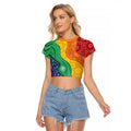 Australia First Nation LGBTQ+ Raglan Cropped T Shirt Aboriginal Rainbow Flag