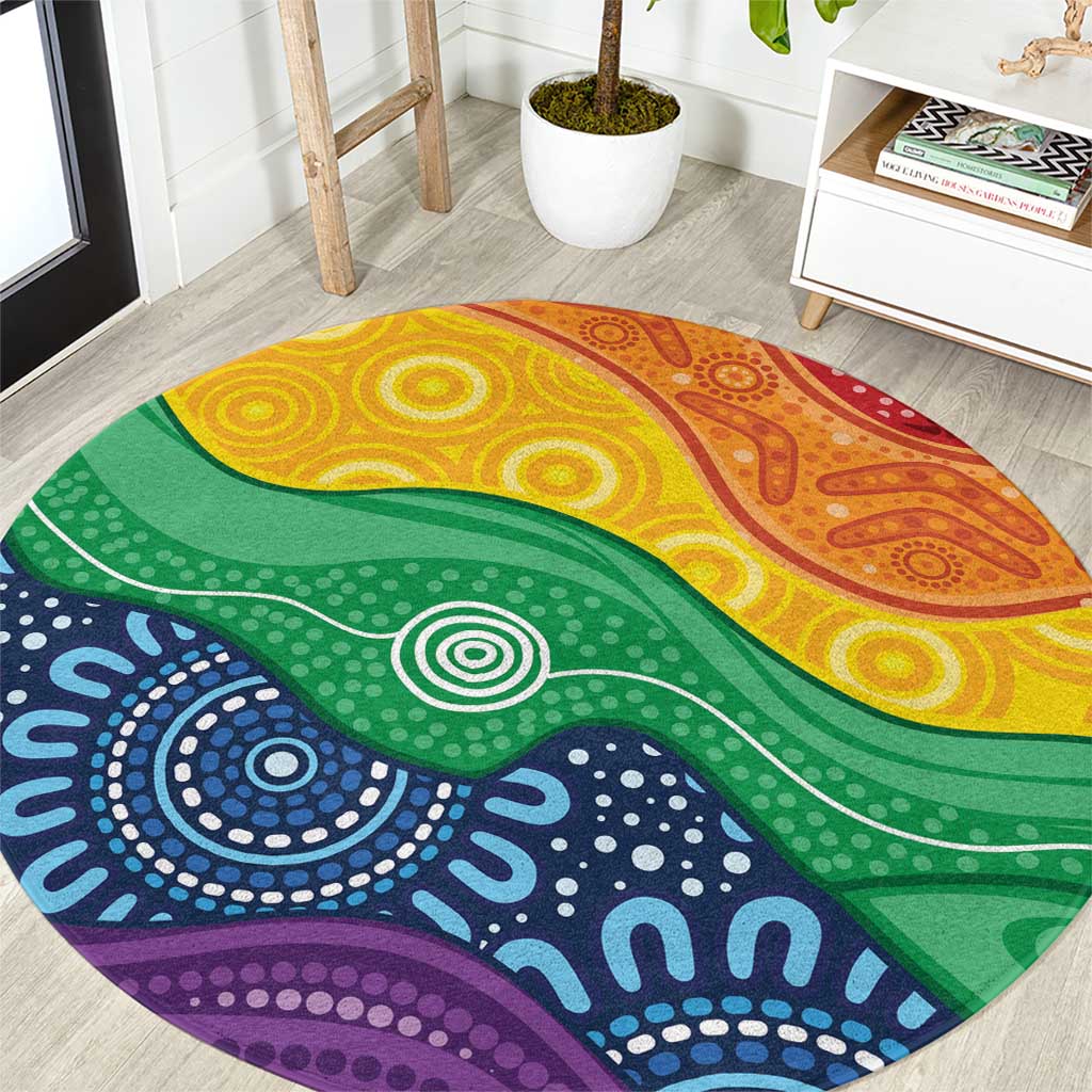 Australia First Nation LGBTQ+ Round Carpet Aboriginal Rainbow Flag