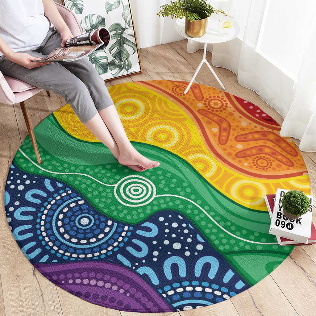 Australia First Nation LGBTQ+ Round Carpet Aboriginal Rainbow Flag