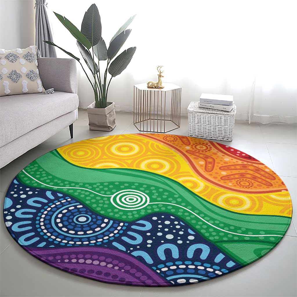 Australia First Nation LGBTQ+ Round Carpet Aboriginal Rainbow Flag