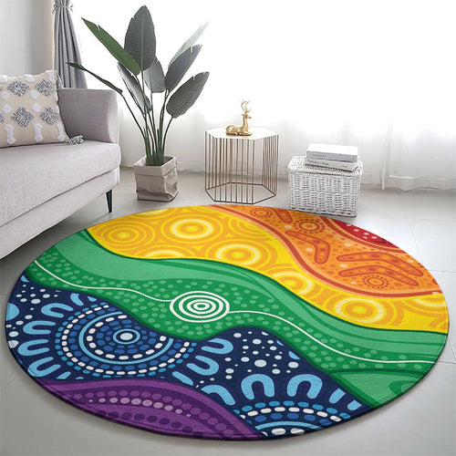 Australia First Nation LGBTQ+ Round Carpet Aboriginal Rainbow Flag