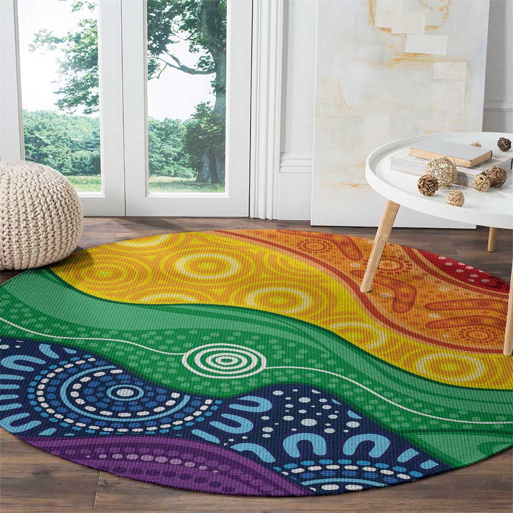 Australia First Nation LGBTQ+ Round Carpet Aboriginal Rainbow Flag
