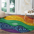 Australia First Nation LGBTQ+ Round Carpet Aboriginal Rainbow Flag