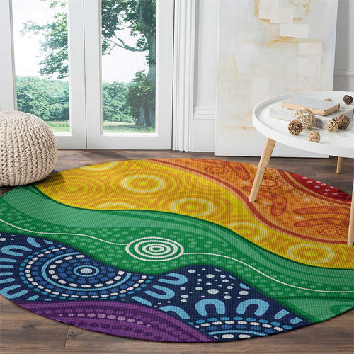 Australia First Nation LGBTQ+ Round Carpet Aboriginal Rainbow Flag