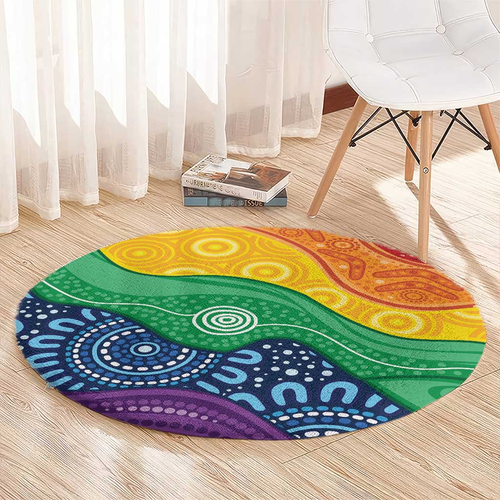 Australia First Nation LGBTQ+ Round Carpet Aboriginal Rainbow Flag