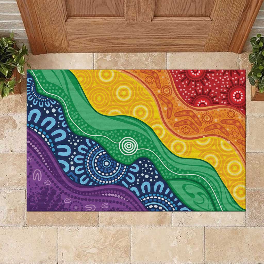 Australia First Nation LGBTQ+ Rubber Doormat Aboriginal Rainbow Flag