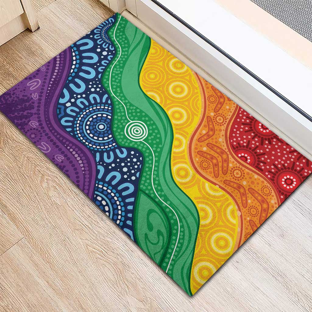 Australia First Nation LGBTQ+ Rubber Doormat Aboriginal Rainbow Flag