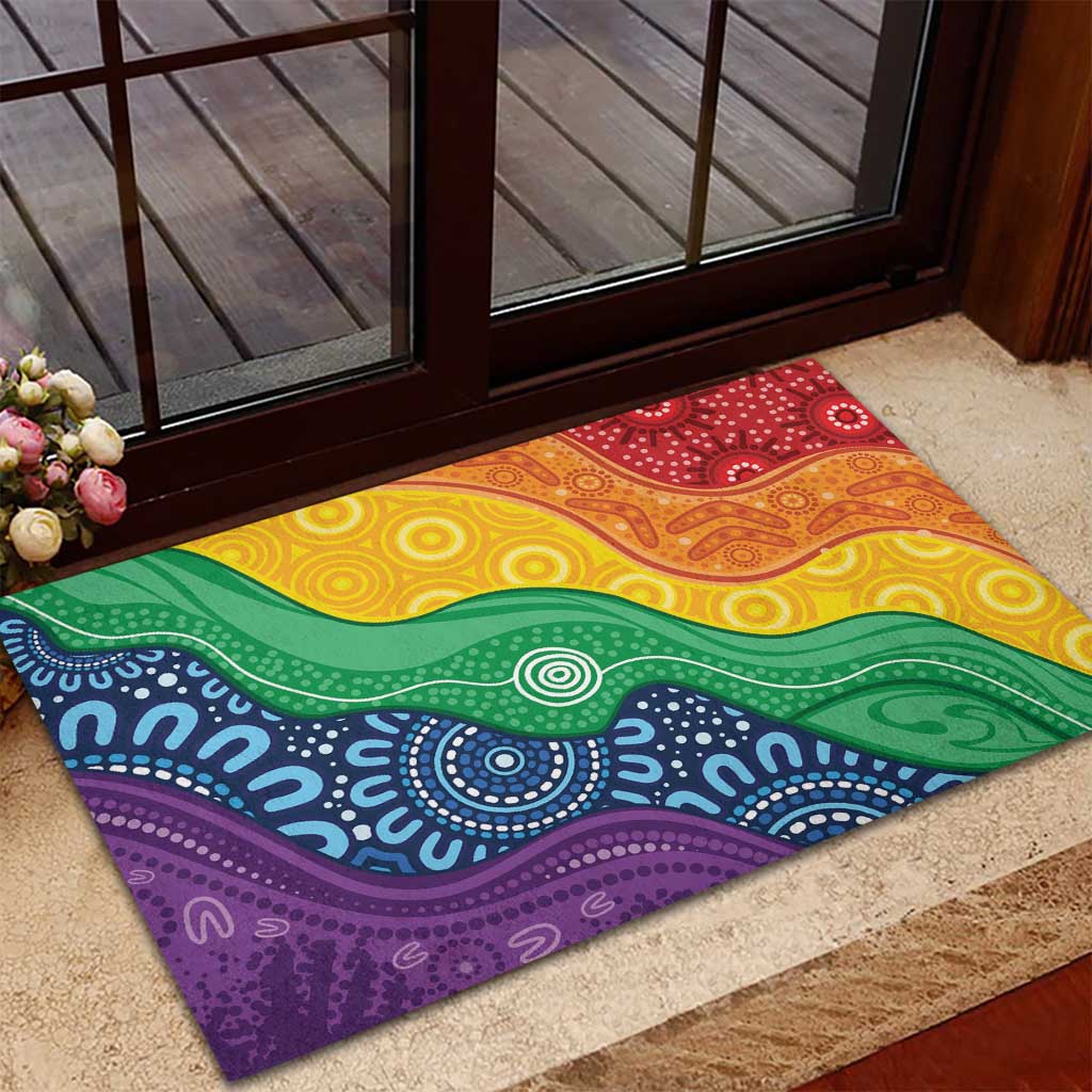 Australia First Nation LGBTQ+ Rubber Doormat Aboriginal Rainbow Flag