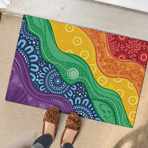 Australia First Nation LGBTQ+ Rubber Doormat Aboriginal Rainbow Flag