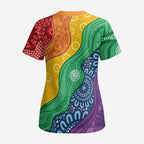 Australia First Nation LGBTQ+ Scrub Top Aboriginal Rainbow Flag - Aussie Hoodie