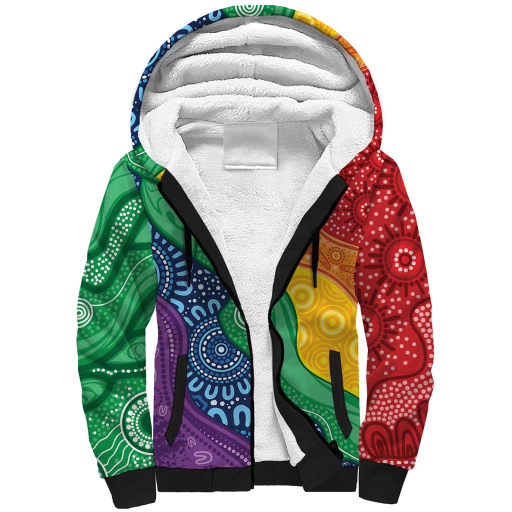 Australia First Nation LGBTQ+ Sherpa Hoodie Aboriginal Rainbow Flag