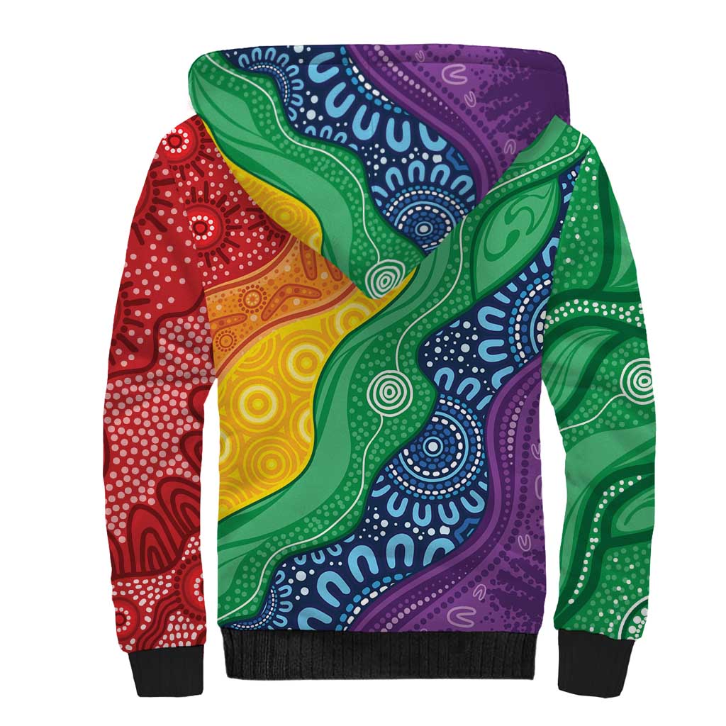 Australia First Nation LGBTQ+ Sherpa Hoodie Aboriginal Rainbow Flag