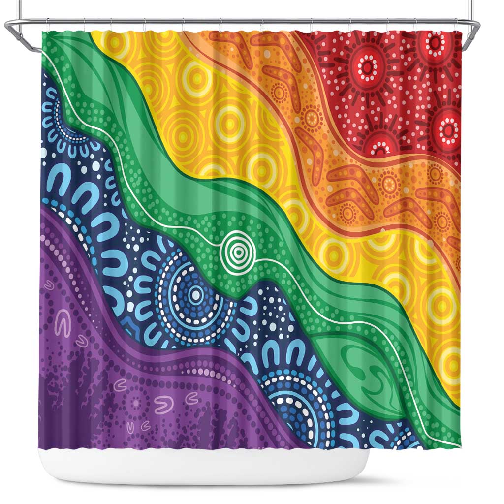 Australia First Nation LGBTQ+ Shower Curtain Aboriginal Rainbow Flag