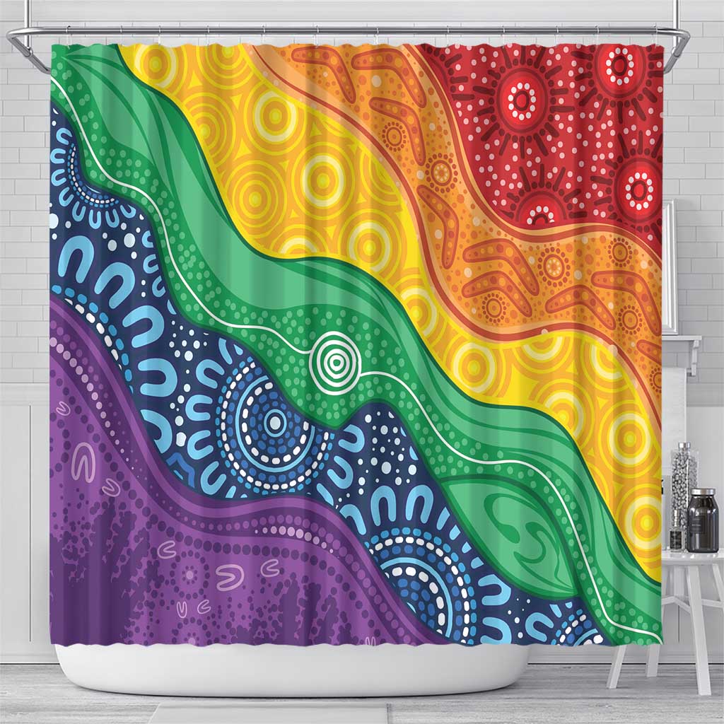 Australia First Nation LGBTQ+ Shower Curtain Aboriginal Rainbow Flag