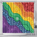 Australia First Nation LGBTQ+ Shower Curtain Aboriginal Rainbow Flag