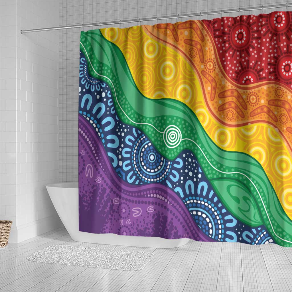 Australia First Nation LGBTQ+ Shower Curtain Aboriginal Rainbow Flag