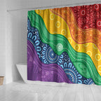 Australia First Nation LGBTQ+ Shower Curtain Aboriginal Rainbow Flag