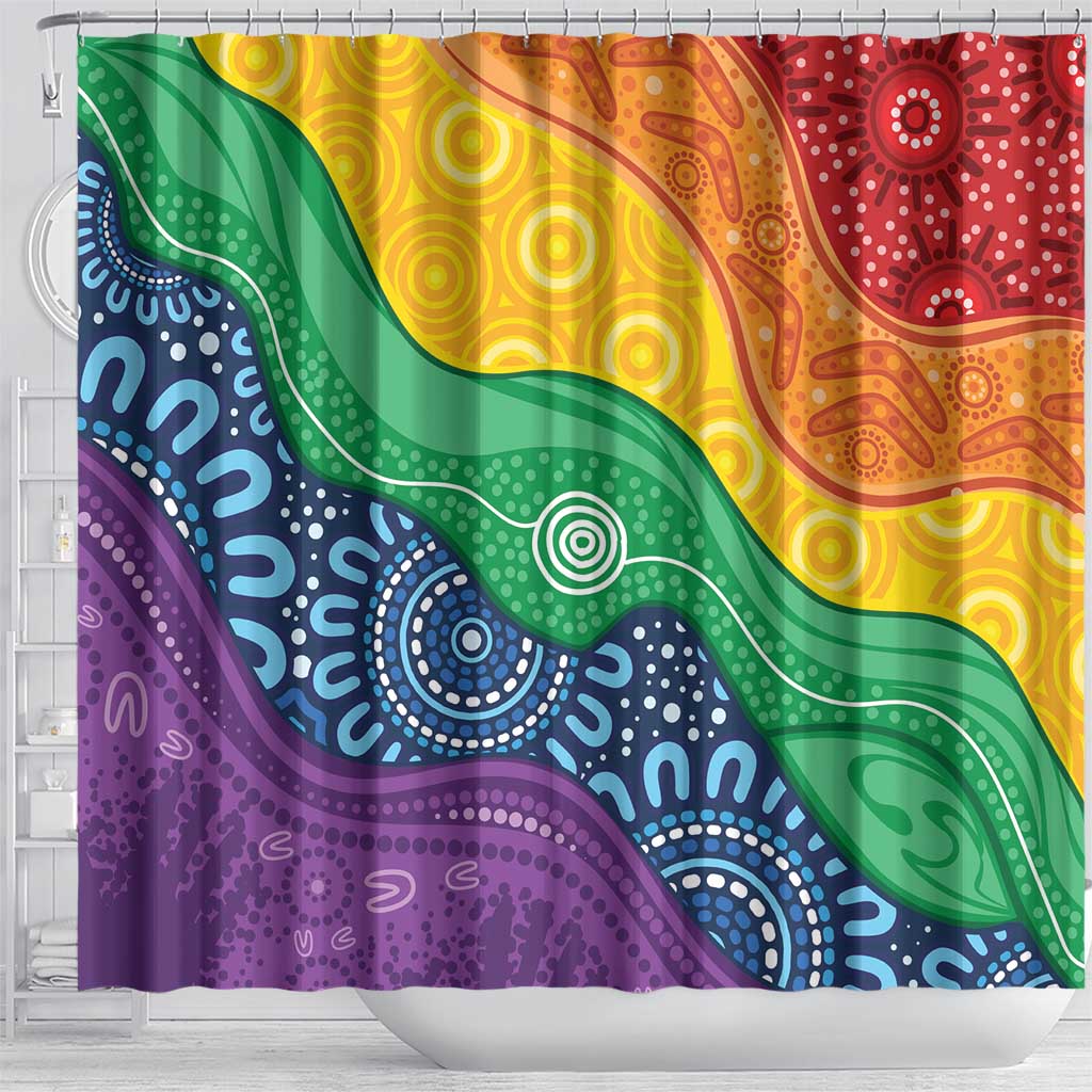 Australia First Nation LGBTQ+ Shower Curtain Aboriginal Rainbow Flag