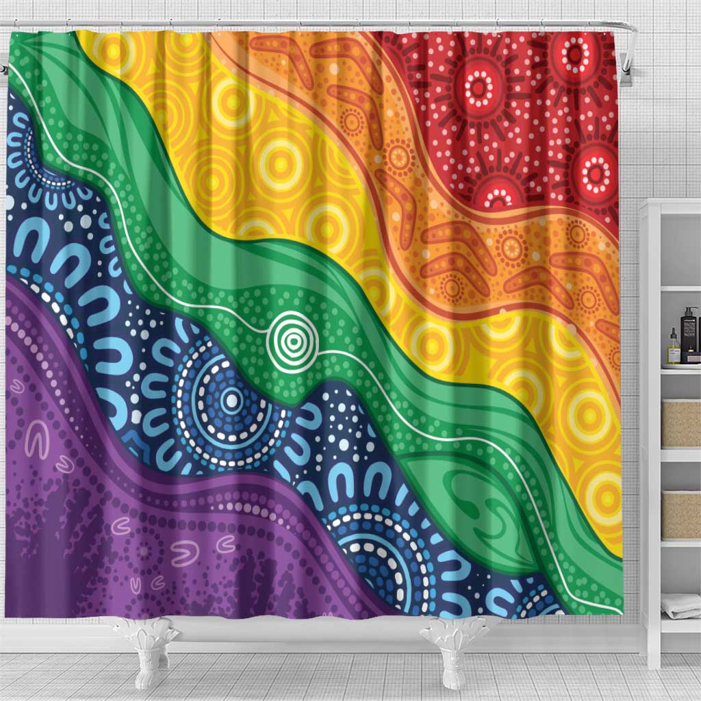 Australia First Nation LGBTQ+ Shower Curtain Aboriginal Rainbow Flag