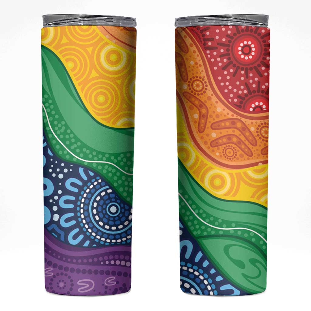 Australia First Nation LGBTQ+ Skinny Tumbler Aboriginal Rainbow Flag