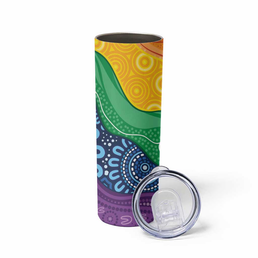 Australia First Nation LGBTQ+ Skinny Tumbler Aboriginal Rainbow Flag
