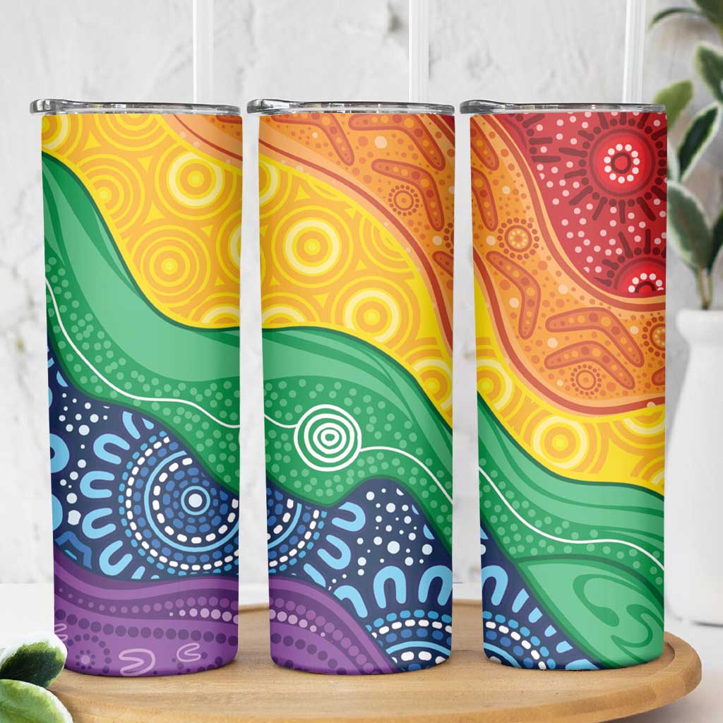 Australia First Nation LGBTQ+ Skinny Tumbler Aboriginal Rainbow Flag