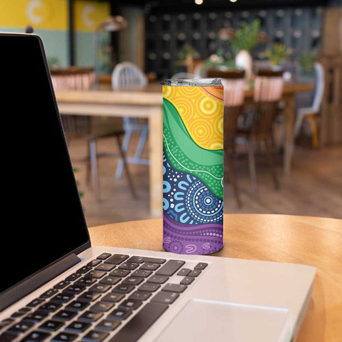 Australia First Nation LGBTQ+ Skinny Tumbler Aboriginal Rainbow Flag