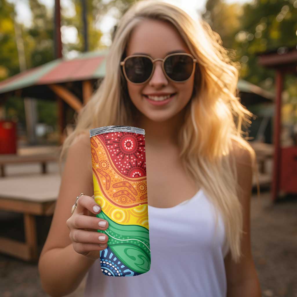 Australia First Nation LGBTQ+ Skinny Tumbler Aboriginal Rainbow Flag