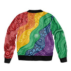 Australia First Nation LGBTQ+ Sleeve Zip Bomber Jacket Aboriginal Rainbow Flag