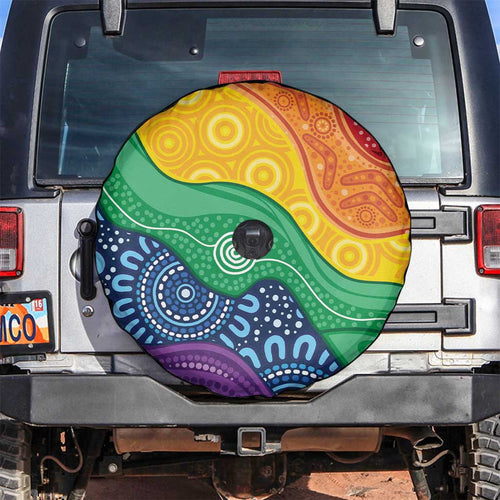 Australia First Nation LGBTQ+ Spare Tire Cover Aboriginal Rainbow Flag