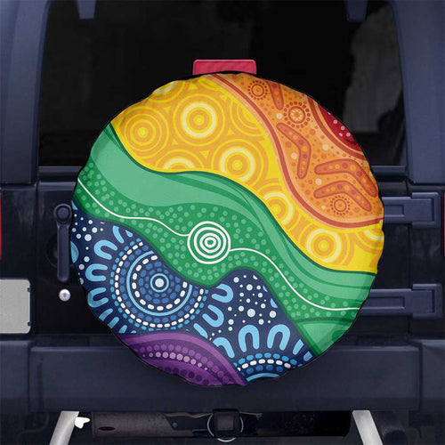 Australia First Nation LGBTQ+ Spare Tire Cover Aboriginal Rainbow Flag