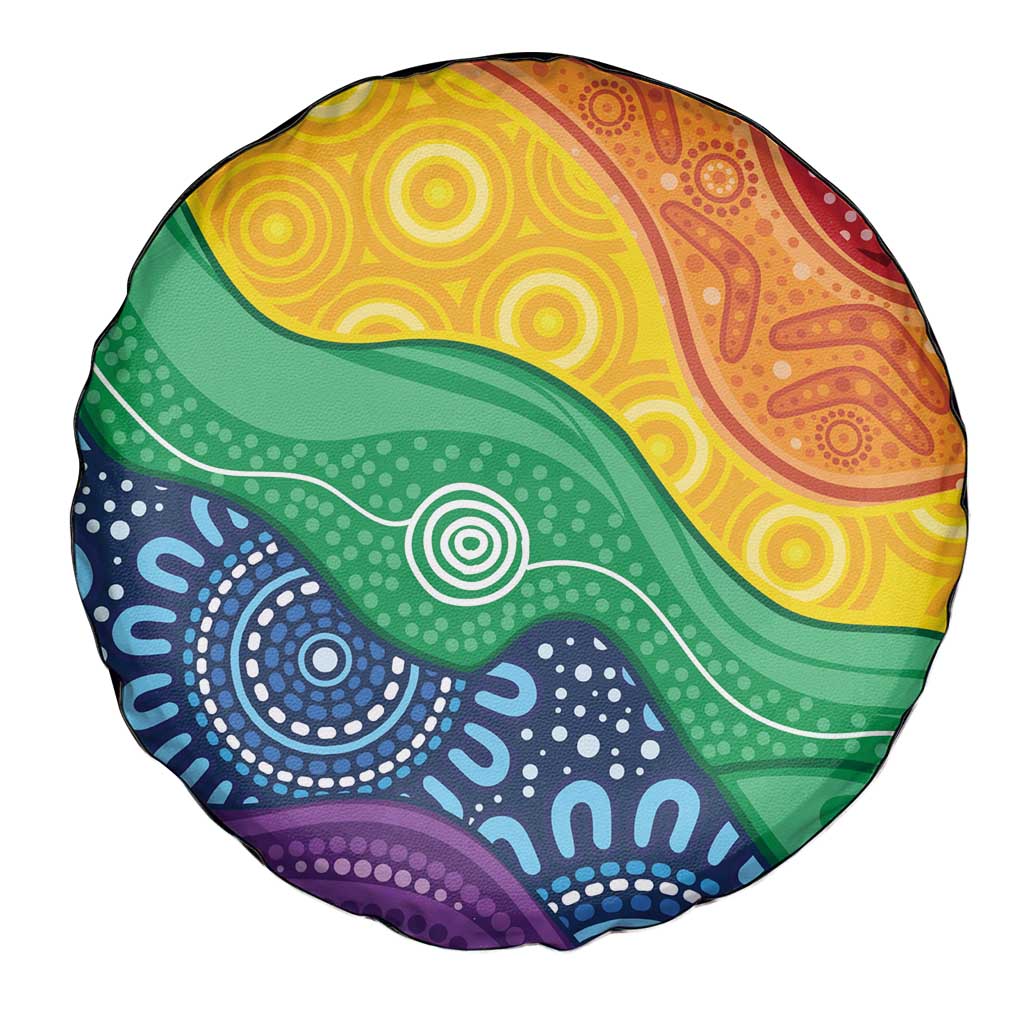 Australia First Nation LGBTQ+ Spare Tire Cover Aboriginal Rainbow Flag