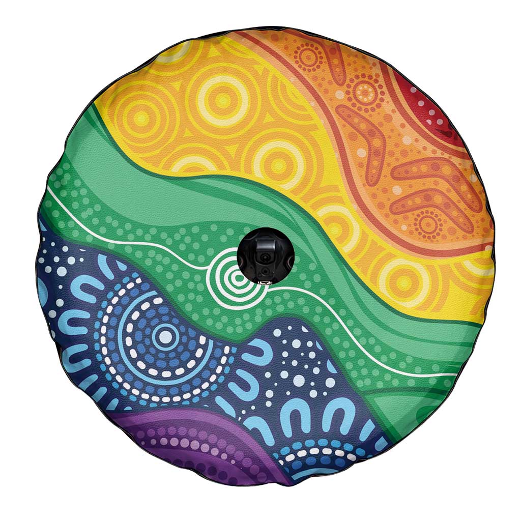 Australia First Nation LGBTQ+ Spare Tire Cover Aboriginal Rainbow Flag