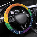 Australia First Nation LGBTQ+ Steering Wheel Cover Aboriginal Rainbow Flag