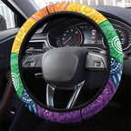 Australia First Nation LGBTQ+ Steering Wheel Cover Aboriginal Rainbow Flag