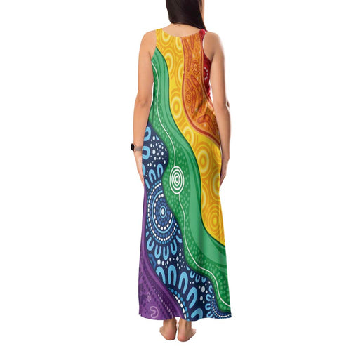 Australia First Nation LGBTQ+ Tank Maxi Dress Aboriginal Rainbow Flag