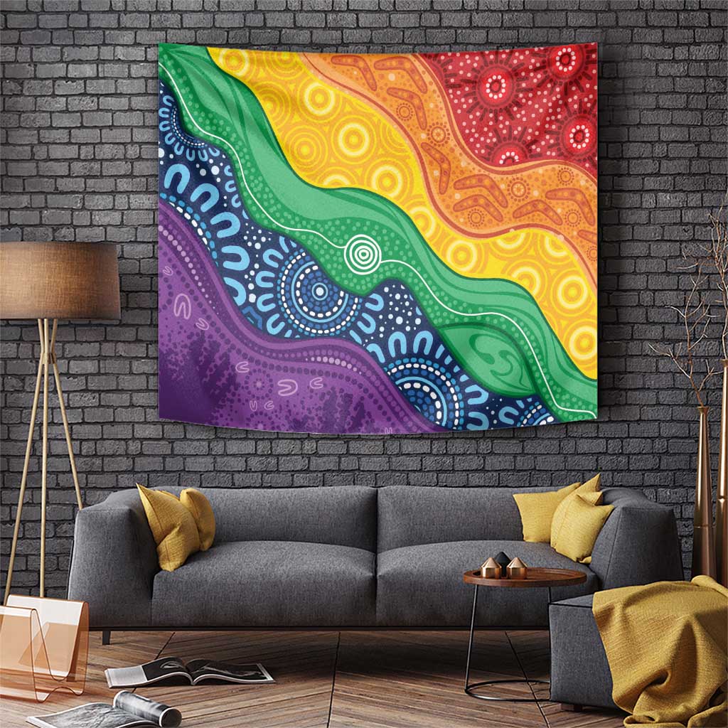 Australia First Nation LGBTQ+ Tapestry Aboriginal Rainbow Flag
