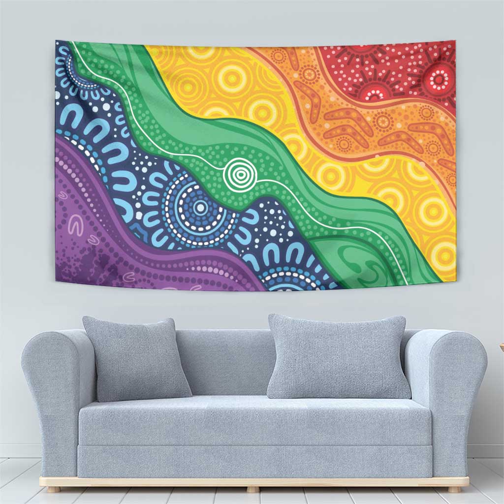 Australia First Nation LGBTQ+ Tapestry Aboriginal Rainbow Flag