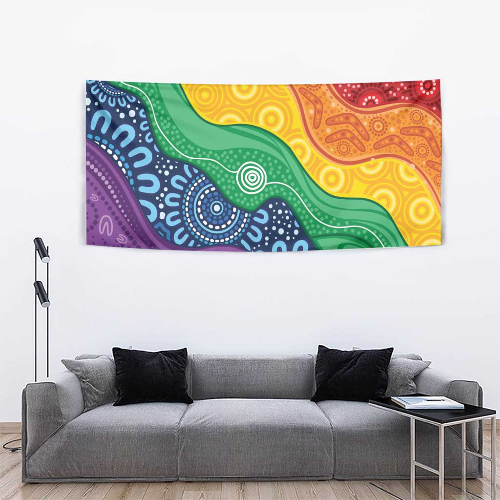 Australia First Nation LGBTQ+ Tapestry Aboriginal Rainbow Flag