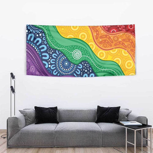 Australia First Nation LGBTQ+ Tapestry Aboriginal Rainbow Flag