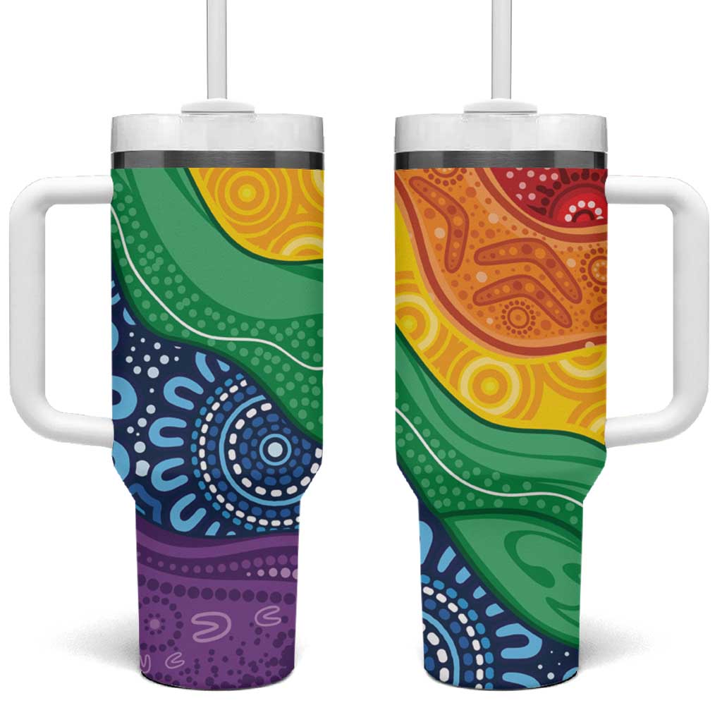 Australia First Nation LGBTQ+ Tumbler With Handle Aboriginal Rainbow Flag