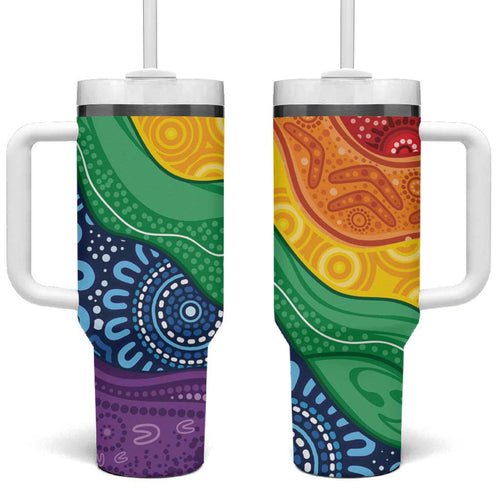 Australia First Nation LGBTQ+ Tumbler With Handle Aboriginal Rainbow Flag