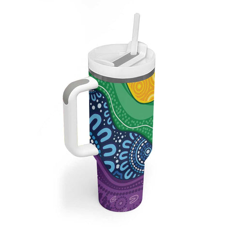 Australia First Nation LGBTQ+ Tumbler With Handle Aboriginal Rainbow Flag